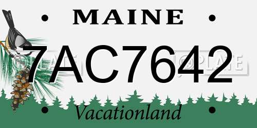 7AC7642 Maine License Plate
