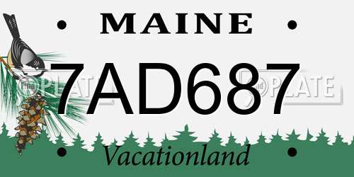 7AD687 Maine License Plate