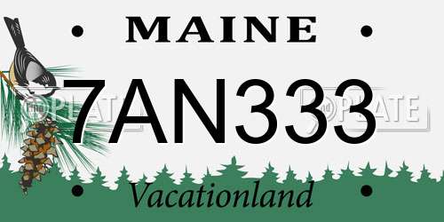 7AN333 Maine License Plate