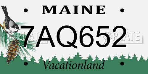 7AQ652 Maine License Plate