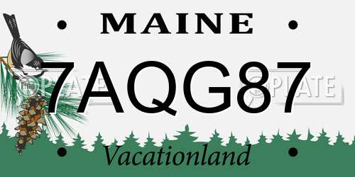 7AQG87 Maine License Plate