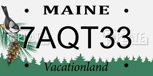 7AQT33 Maine License Plate