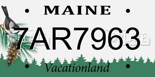 7AR7963 Maine License Plate