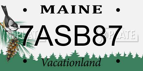 7ASB87 Maine License Plate