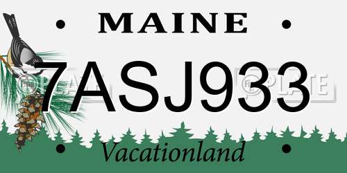 7ASJ933 Maine License Plate