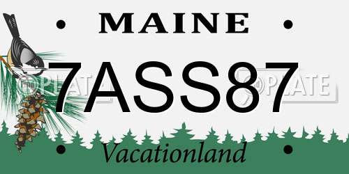 7ASS87 Maine License Plate