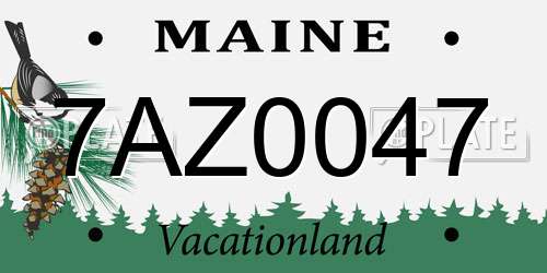 7AZ0047 Maine License Plate