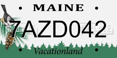 7AZD042 Maine License Plate