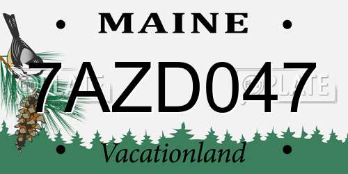 7AZD047 Maine License Plate