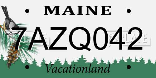 7AZQ042 Maine License Plate