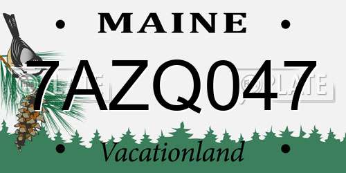 7AZQ047 Maine License Plate