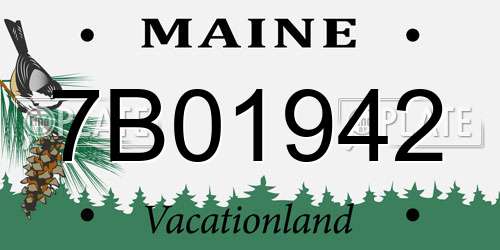 7B01942 Maine License Plate