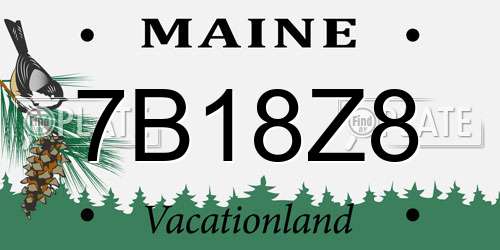 7B18Z8 Maine License Plate