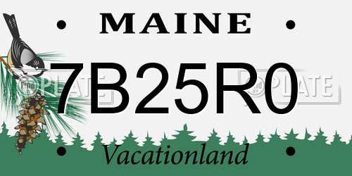 7B25R0 Maine License Plate