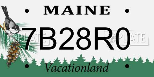 7B28R0 Maine License Plate