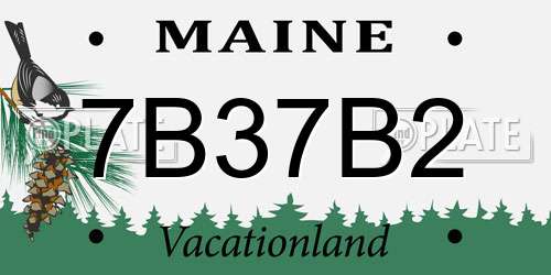 7B37B2 Maine License Plate