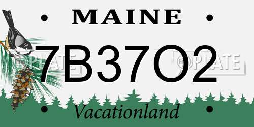 7B37O2 Maine License Plate