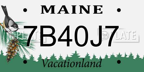 7B40J7 Maine License Plate