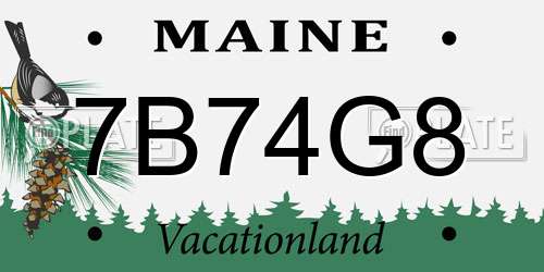 7B74G8 Maine License Plate
