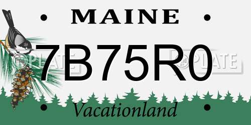 7B75R0 Maine License Plate