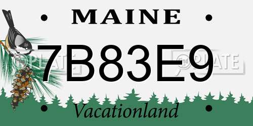 7B83E9 Maine License Plate