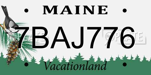 7BAJ776 Maine License Plate