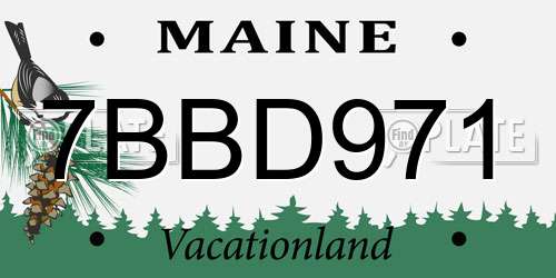 7BBD971 Maine License Plate