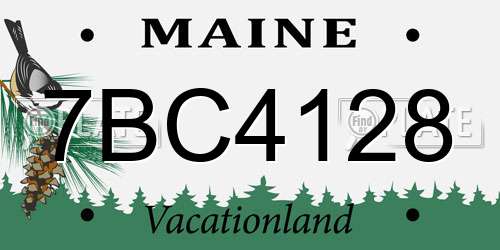 7BC4128 Maine License Plate
