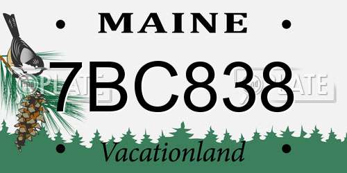 7BC838 Maine License Plate