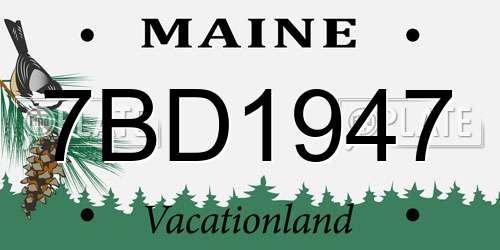 7BD1947 Maine License Plate