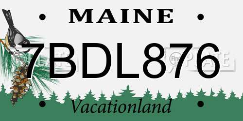 7BDL876 Maine License Plate