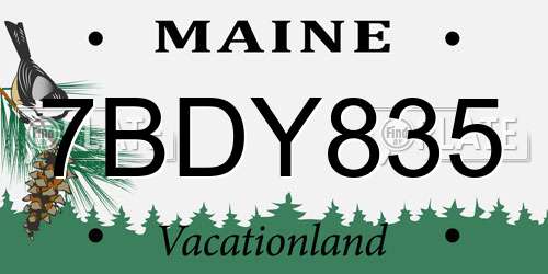 7BDY835 Maine License Plate
