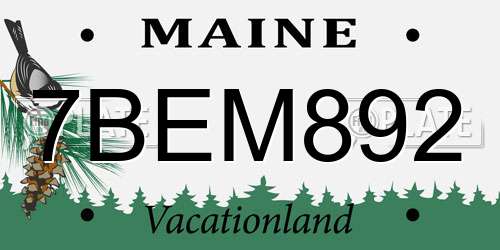 7BEM892 Maine License Plate