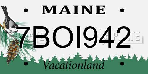 7BOI942 Maine License Plate