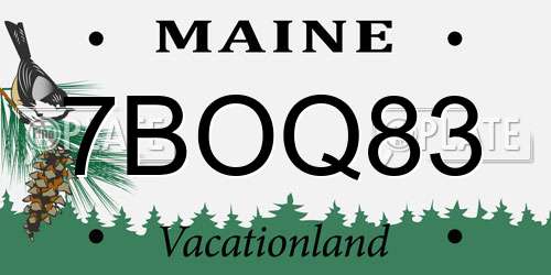 7BOQ83 Maine License Plate