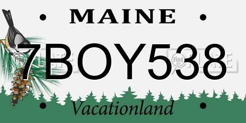 7BOY538 Maine License Plate