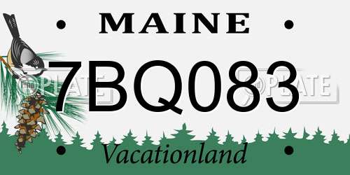 7BQ083 Maine License Plate