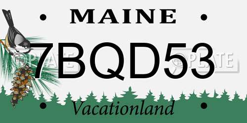 7BQD53 Maine License Plate