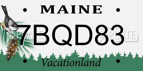 7BQD83 Maine License Plate