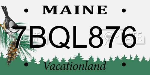 7BQL876 Maine License Plate