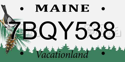 7BQY538 Maine License Plate
