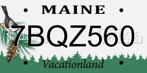 7BQZ560 Maine License Plate