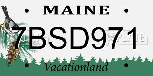 7BSD971 Maine License Plate