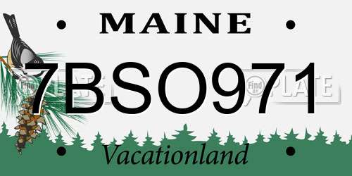 7BSO971 Maine License Plate
