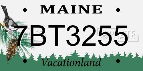 7BT3255 Maine License Plate