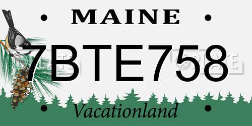7BTE758 Maine License Plate