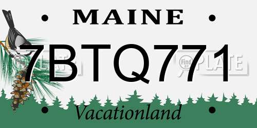 7BTQ771 Maine License Plate