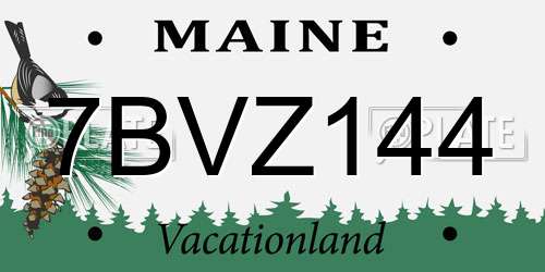 7BVZ144 Maine License Plate