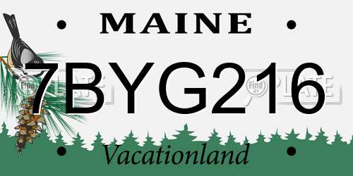 7BYG216 Maine License Plate