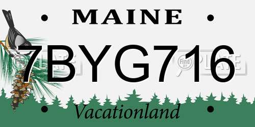 7BYG716 Maine License Plate